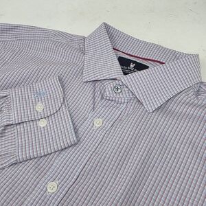 Psycho Bunny Plaid Modern Fit Stretch Long Sleeve Dress Shirt 16.5 / 34-35